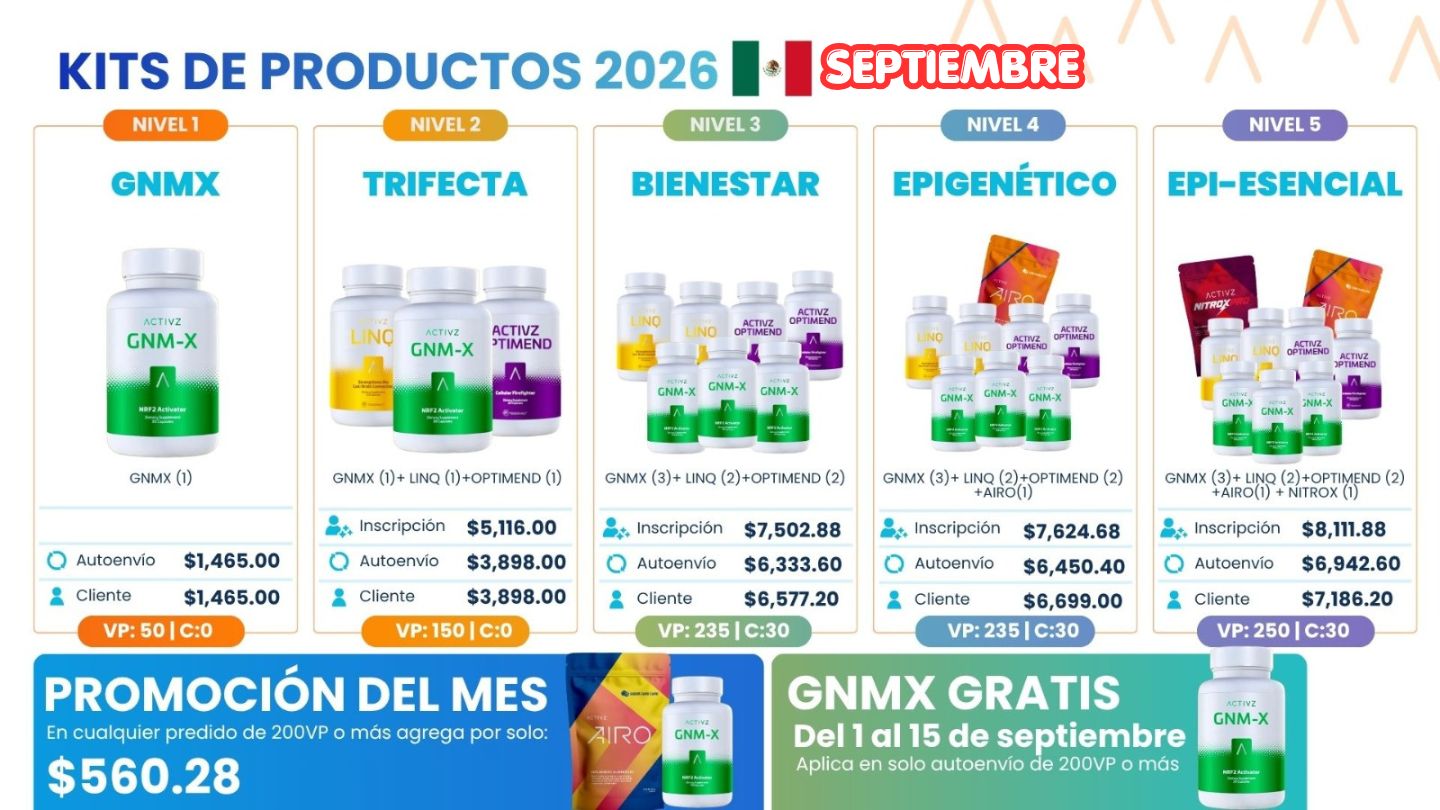 Productos ACTIVZ y promociones septiembre 2026 en Rosarito